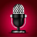 Imagen de un micrófono sobre fondo magenta