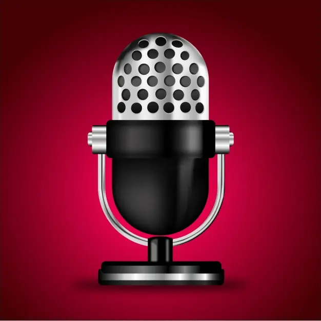 Imagen de un micrófono sobre fondo magenta