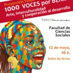 Cartel que anuncia un vídeo con la cara de una mujer africana pintada de colores