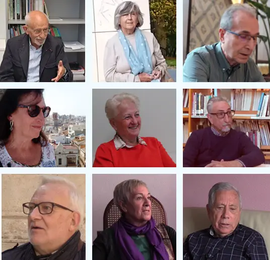 Cuadrícula con 9 imágenes de componentes de la Asociación Amigos Nau Gran