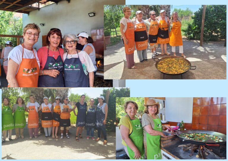 Montaje de varias fotografías de personas haciendo paellas